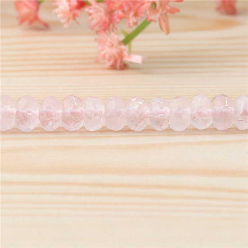 Perles de quartz rose naturel boulier facette 4x6mm trou 0.8mm environ 99pcs 39cm sur fil