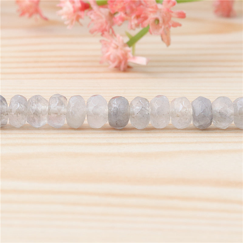 Perles de cristal de nuage naturel boulier facette 4x6mm trou 0.8mm environ 99pcs 39cm sur fil