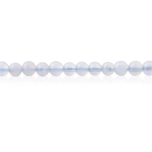 Perles Calcédoine bleue naturelle ronde 4mm trou 0.8mm environ 113pcs 39cm sur fil