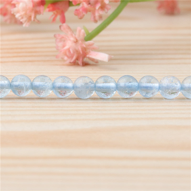 Natural Aquamarine 3A Beads Round 4mm Hole 0.8mm about 113pcs 39cm strand