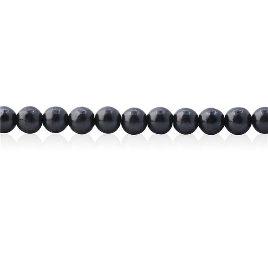 Perle di shungite naturale rotonde da 4 mm, foro da 0,8 mm, circa 113 pezzi, filo da 39 cm.