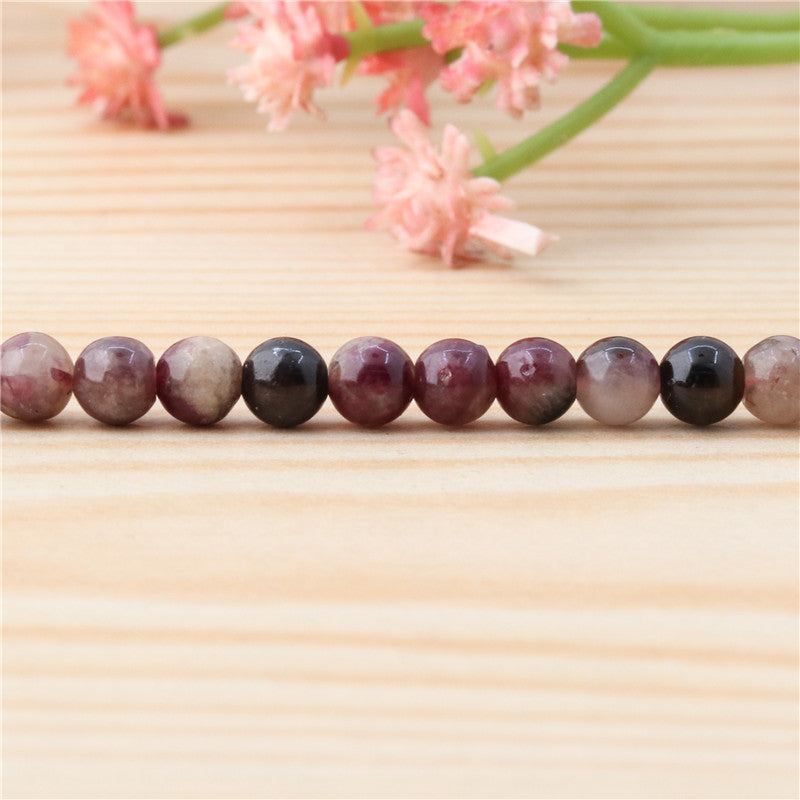 Perles rondes en tourmaline prune naturelle, trou de 4mm, 0.8mm, environ 113 pièces, sur fil de 39cm