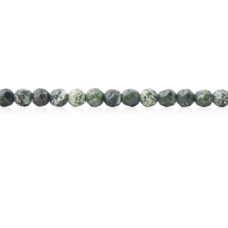 Perles chrysotlie naturelles rondes facette trou 4mm trou 0.8mm environ 102pcs 39cm sur fil