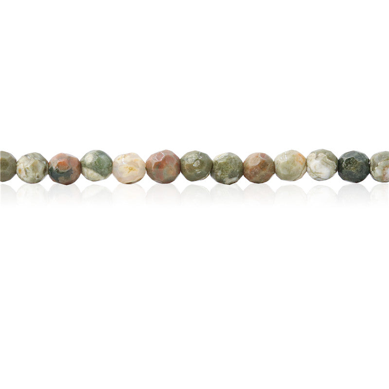 Natural Rhyolite Jasper Beads Round Faceted 4mm Hole 0.8mm about 102pcs 39cm strand