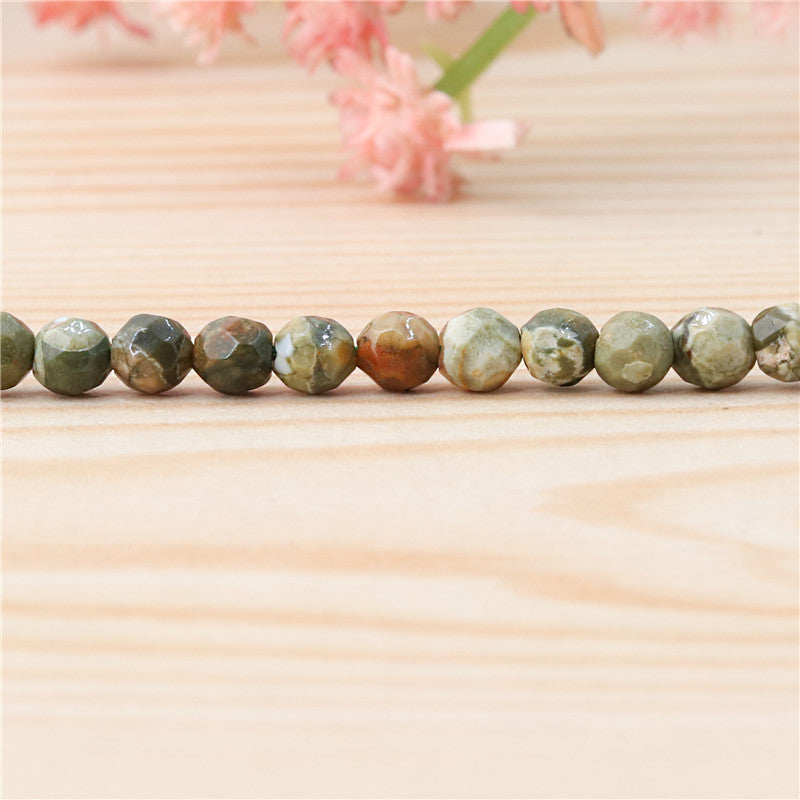 Natural Rhyolite Jasper Beads Round Faceted 4mm Hole 0.8mm about 102pcs 39cm strand