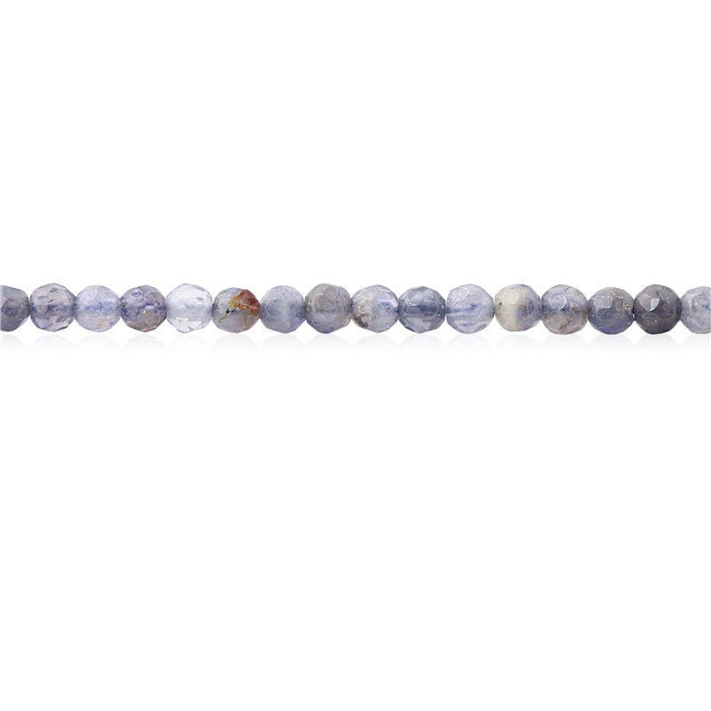 Perles rondes en cordiérite Iolite naturelle facette trou 4mm trou 0.8mm environ 102 pièces sur fil 39cm