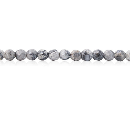 Natural Grey Picture Beads Round Faceted 4mm Hole 0.8mm about 102pcs 39cm strand