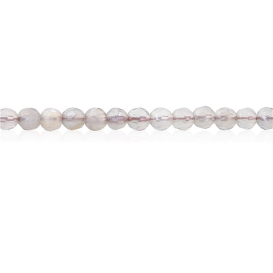 Pierre de lune grise naturelle A perles rondes facette trou 4mm trou 0.8mm environ 102pcs 39cm sur fil