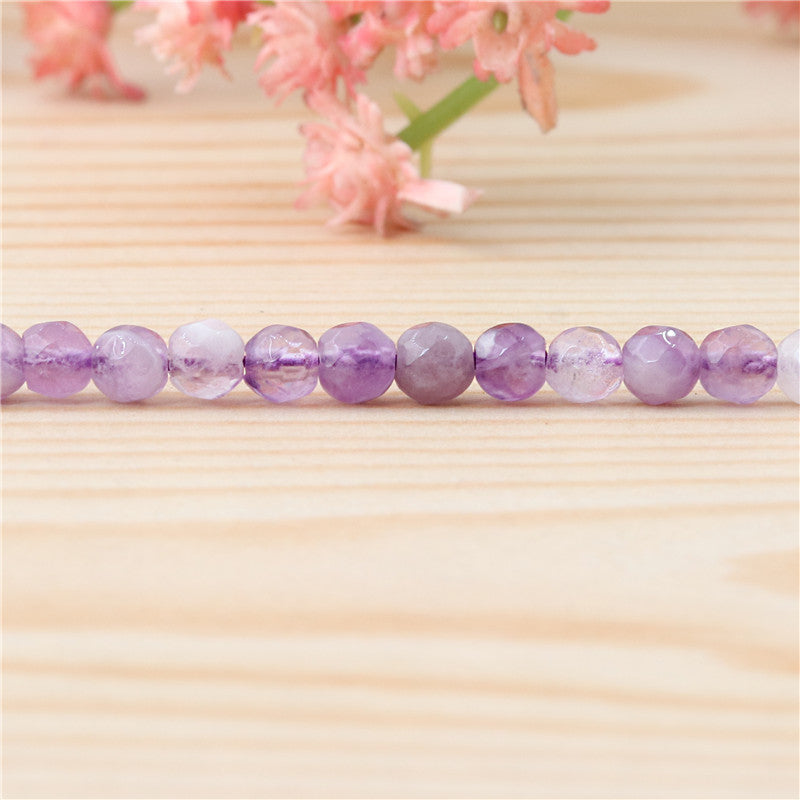 Natural Dog Tooth Amethyst Beads Round Faceted 4mm Hole 0.8mm about 102pcs 39cm strand