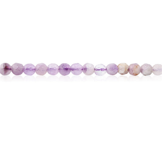 Natürliche Hundezahn-Amethyst-Perlen, rund, facettiert, 4 mm, Loch 0,8 mm, ca. 102 Stück, 39 cm Strang