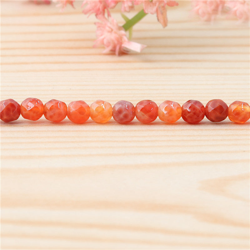 Natural Fire Agate Beads Round Faceted 4mm Hole 0.8mm about 102pcs 39cm strand