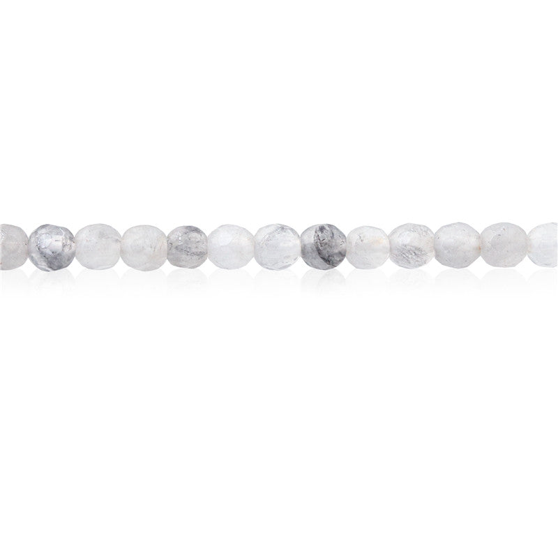 Perles de cristal de nuage naturel ronde facette trou 4mm trou 0.8mm environ 102pcs 39cm sur fil