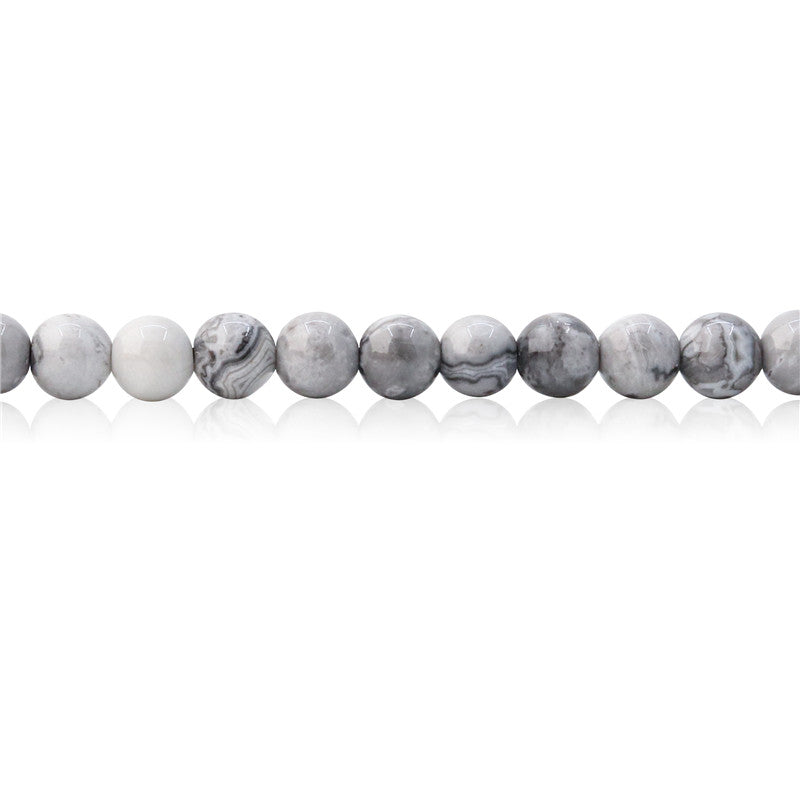 Natural Grey Picture Beads Round 4mm Hole 0.8mm about 113pcs 39cm strand