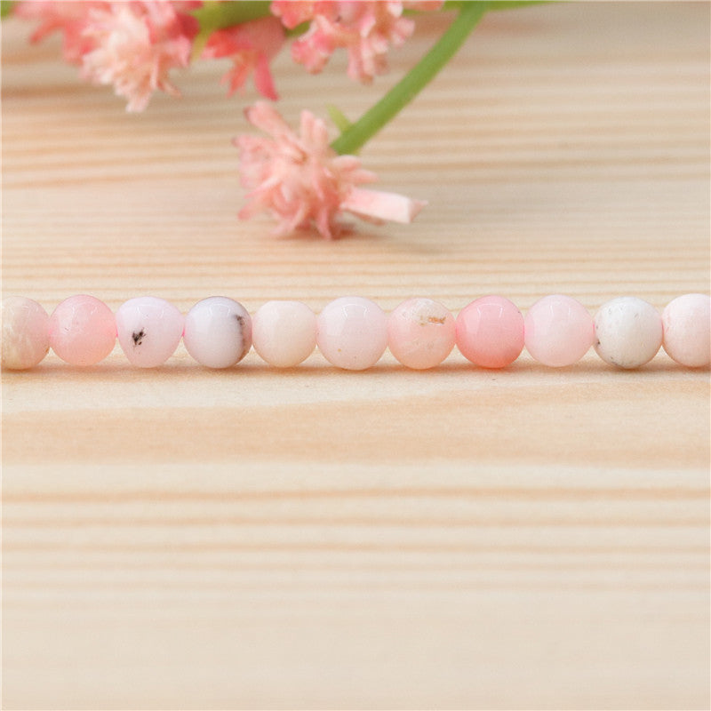 Perles d'opale rose naturelle rondes 4mm trou 0.8mm environ 113pcs 39cm sur fil