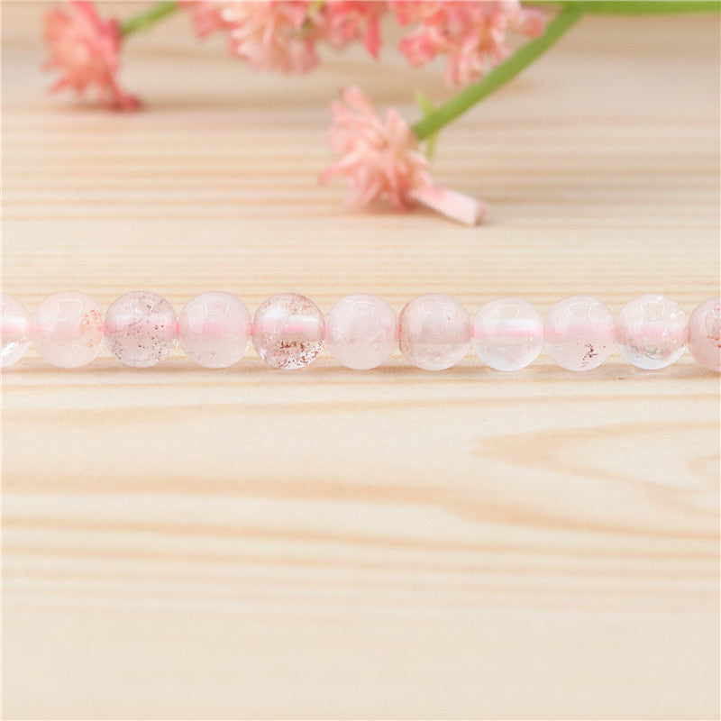 Perles de cristal rose naturel rondes trou 4mm trou 0.8mm environ 113pcs 39cm sur fil