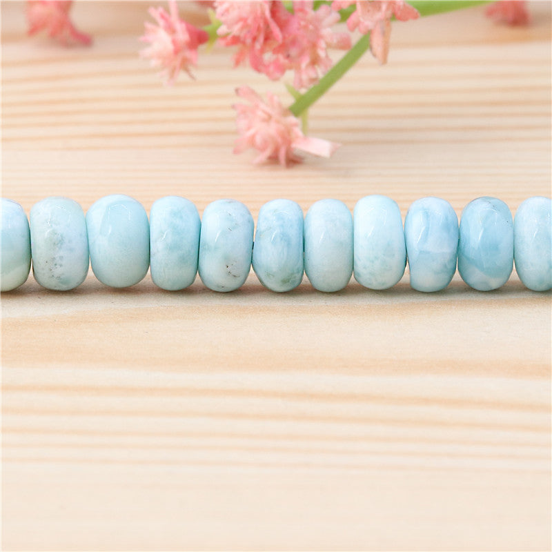 Cuentas de larimar natural Ábaco 5x8 mm Agujero 1 mm Sobre 91 pieza 39 cm tira