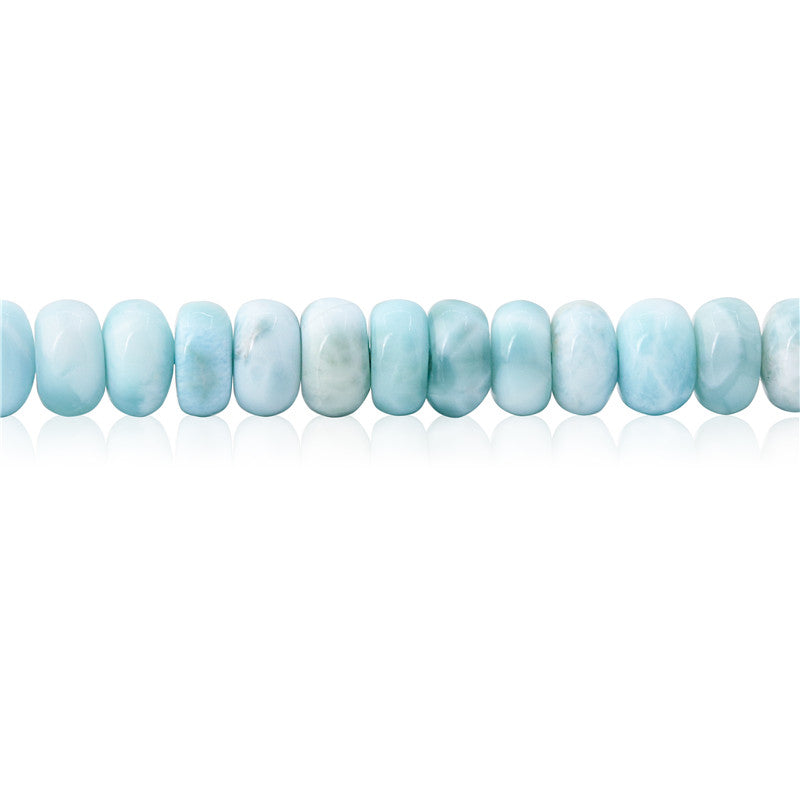 Perles Larimar naturelles Boulier 5x8mm trou 1mm environ 91pcs 39cm sur fil