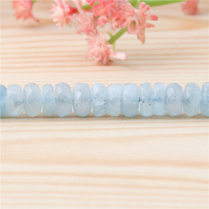 Natural Aquamarine 3A Beads Abacus Faceted 5x8mm Hole 1mm about 85pcs 39cm strand