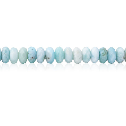 Perles Larimar naturelles Boulier facette 5x8mm trou 1mm Environ 85pcs 39cm sur fil