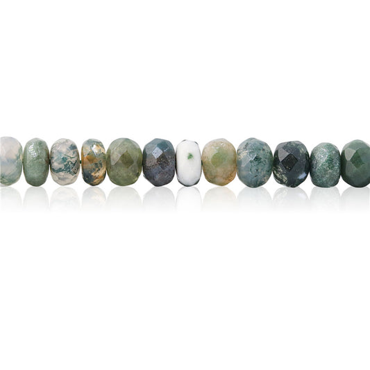 Natural Moss Agate Beads Abacus Faceted 5x8mm Hole 1mm about 85pcs 39cm strand