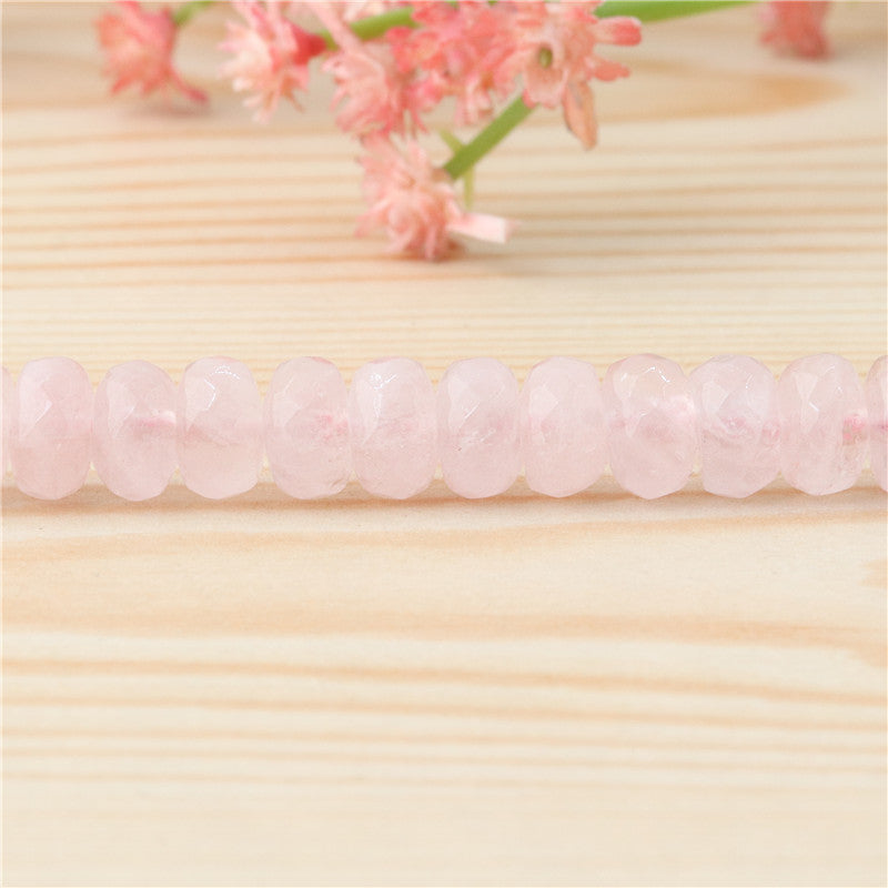 Perles de quartz rose naturel à facettes Abacus 5x8mm trou 1mm environ 85 pièces fil de 39cm