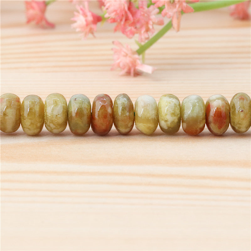 Natural Green Dragon Stone Beads Abacus 5x8mm Hole 1mm  about 91pcs 39cm strand