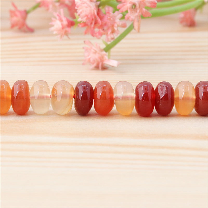 Perles d'agate rouge naturelle boulier 5x8mm trou 1mm environ 91pcs sur fil de 39cm