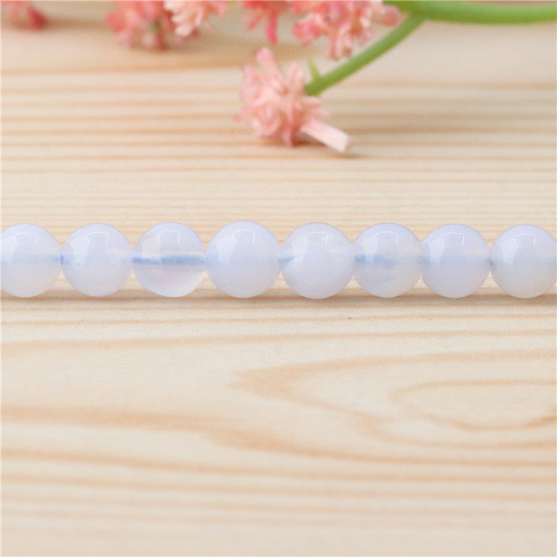 Natural Blue Chalcedony Beads Round 6mm Hole 0.8mm about 65pcs 39cm strand