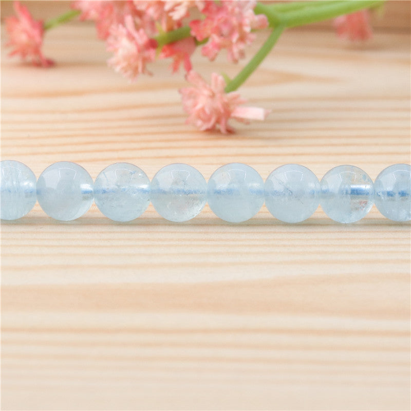 Natural Aquamarine 3A Beads Round 6mm Hole 0.8mm about 65pcs 39cm strand