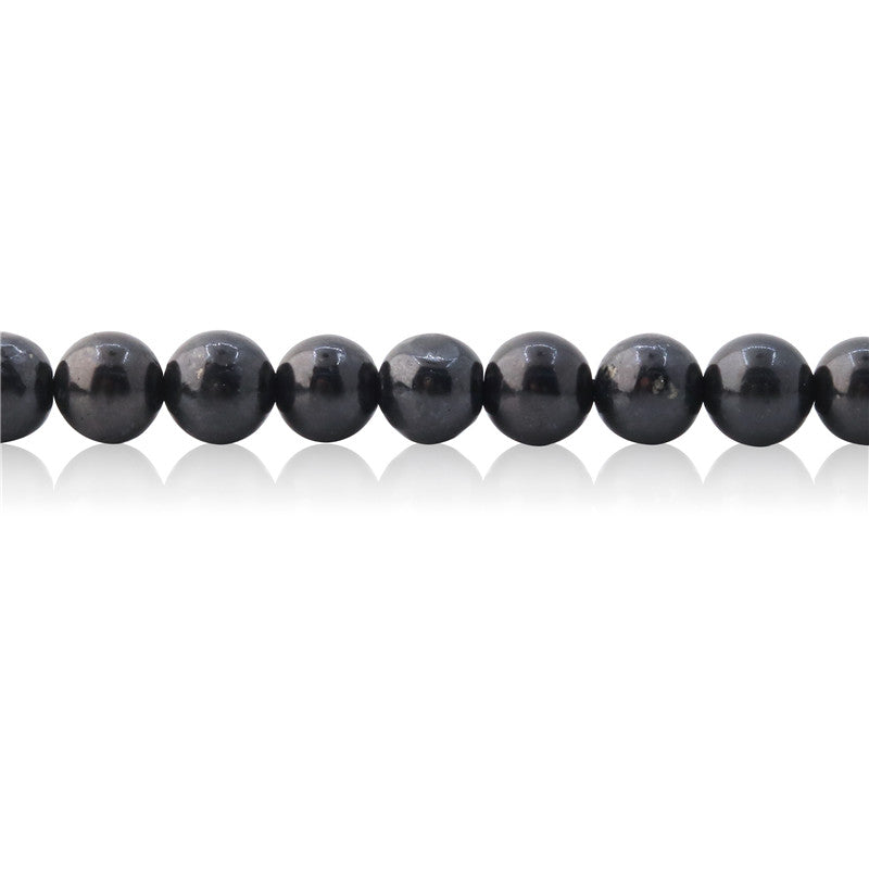 Perle di shungite naturale rotonde da 6 mm, foro da 0,8 mm, circa 65 pezzi di filo da 39 cm