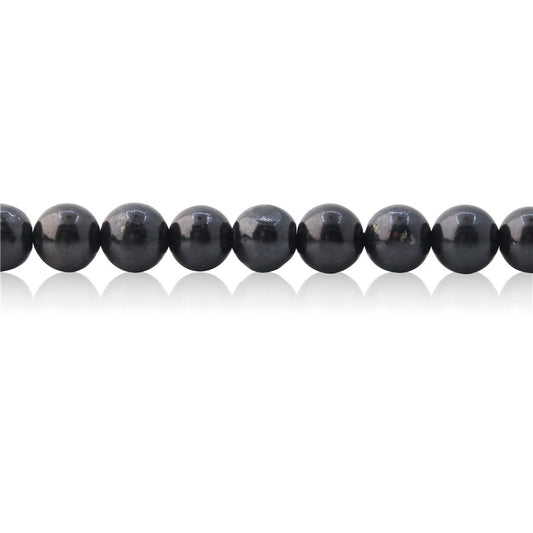 Perle di shungite naturale rotonde da 6 mm, foro da 0,8 mm, circa 65 pezzi di filo da 39 cm