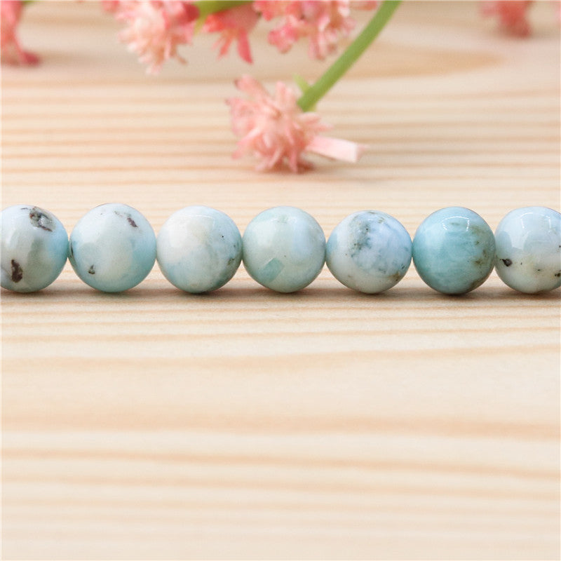 Natural Larimar B Beads Round 6mm Hole 0.8mm about 65pcs 39cm strand