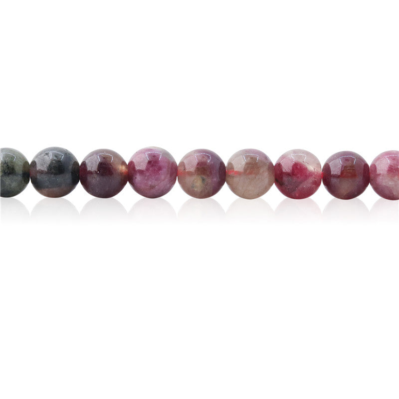 Perles rondes en tourmaline prune naturelle, trou de 6mm, 0.8mm, environ 65 pièces, sur fil de 39cm