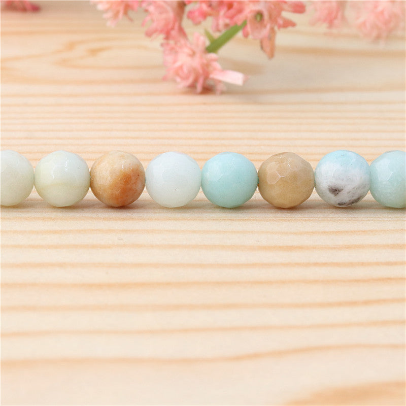 Natural Amazonite Beads Round Faceted 6mm Hole 0.8mm about 70pcs 39cm strand