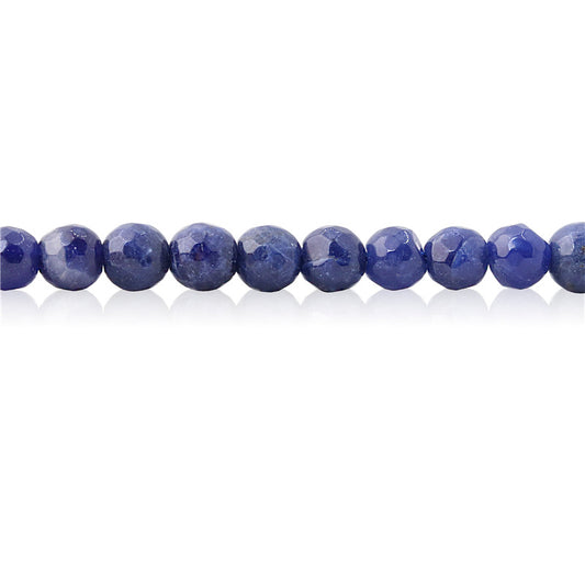 Perline di sodalite naturale rotonde sfaccettate da 6 mm, foro da 0,8 mm, circa 70 pezzi, filo da 39 cm.