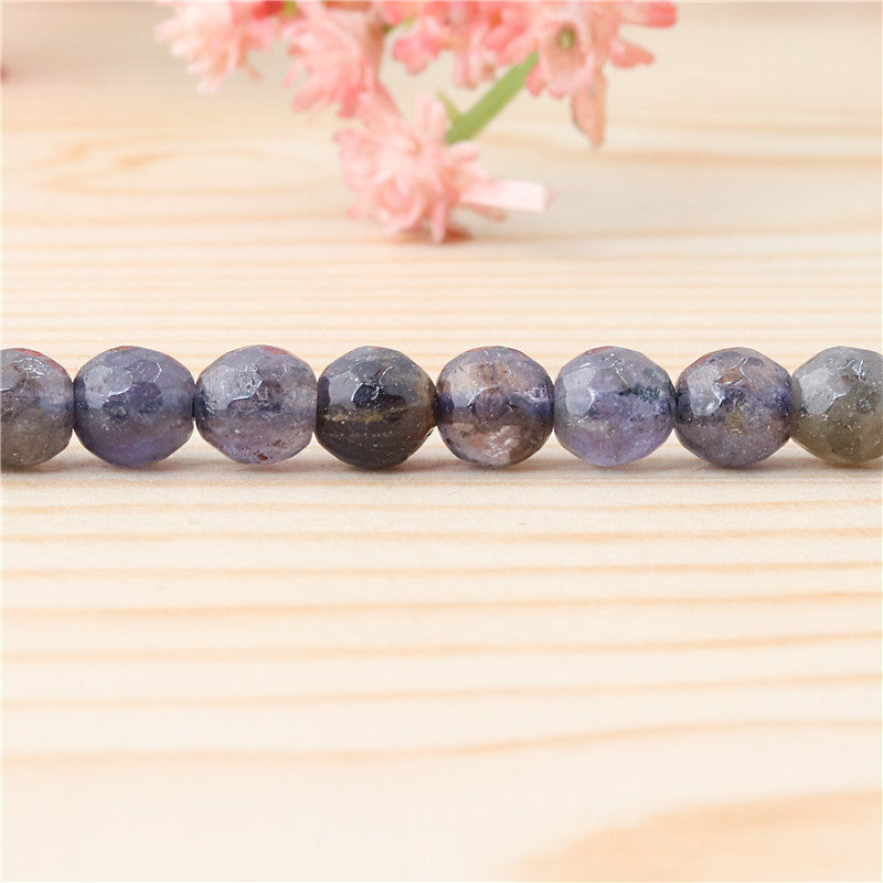 Natural Iolite Cordierite Beads Round Faceted 6mm Hole 0.8mm about 70pcs 39cm strand