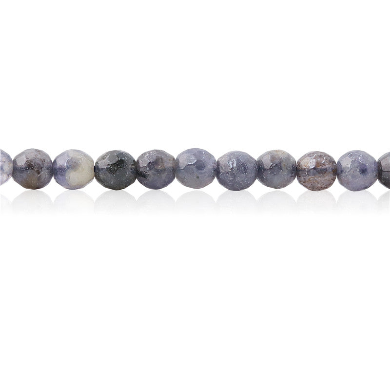 Perles rondes en cordiérite iolite naturelle facette trou 6mm trou 0.8mm environ 70pcs 39cm sur fil