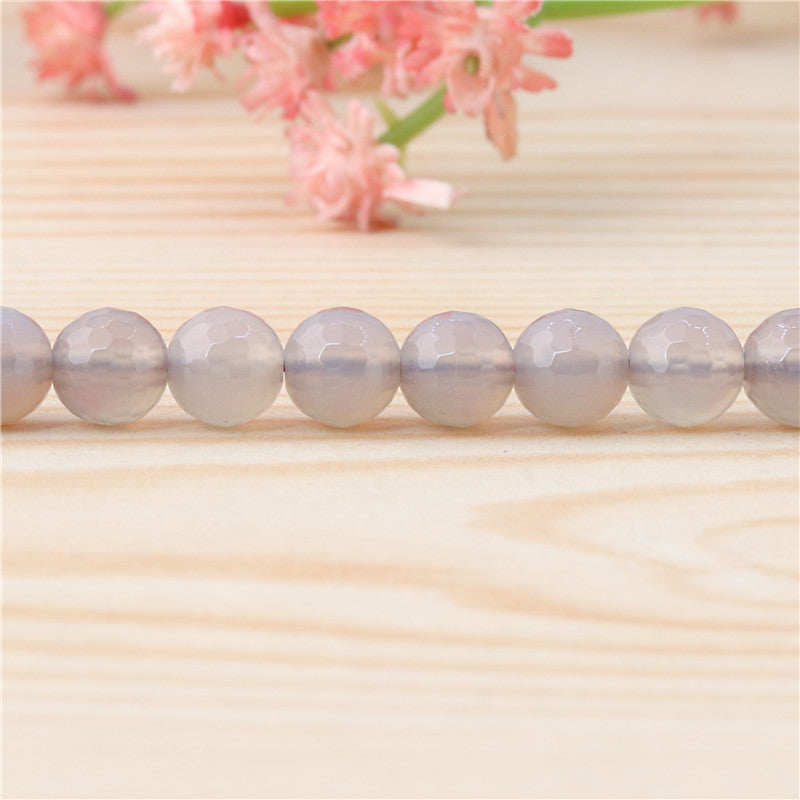 Perles d'agate grise naturelle ronde facette sur fil 6mm trou 0.8mm environ 70pcs 39cm