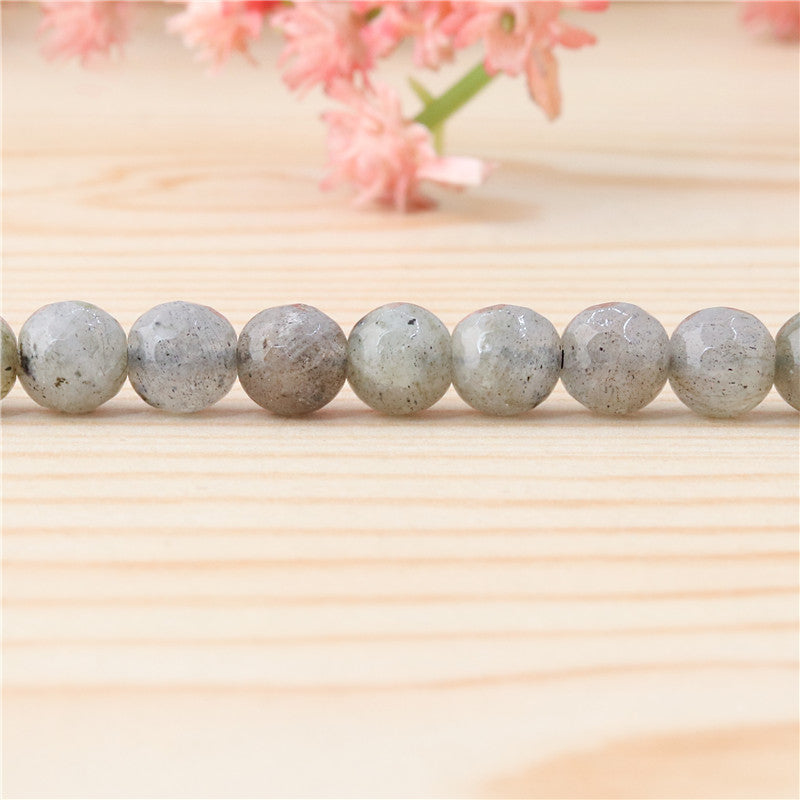 Perles Labradorite naturelle ronde facette 6mm trou 0.8mm environ 70pcs 39cm sur fil