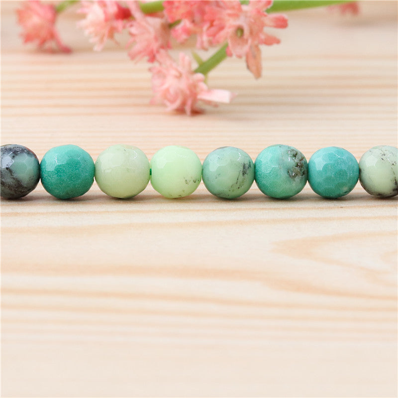 Natural Green Grass Agate Beads Round Faceted 6mm Hole 0.8mm about 70pcs 39cm strand