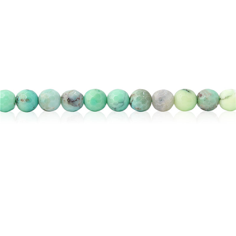 Perles d'agate d'herbe verte naturelle ronde à facettes trou 6mm 0.8mm environ 70pcs 39cm sur fil