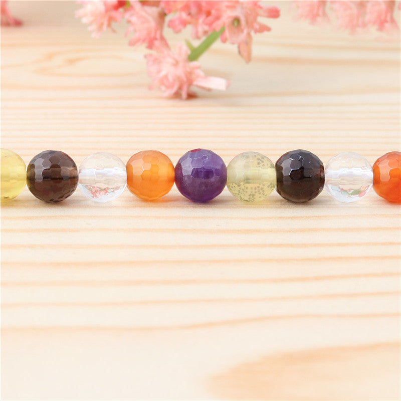 Natural Colorful Beads Round Faceted 6mm Hole 0.8mm about 70pcs 39cm strand