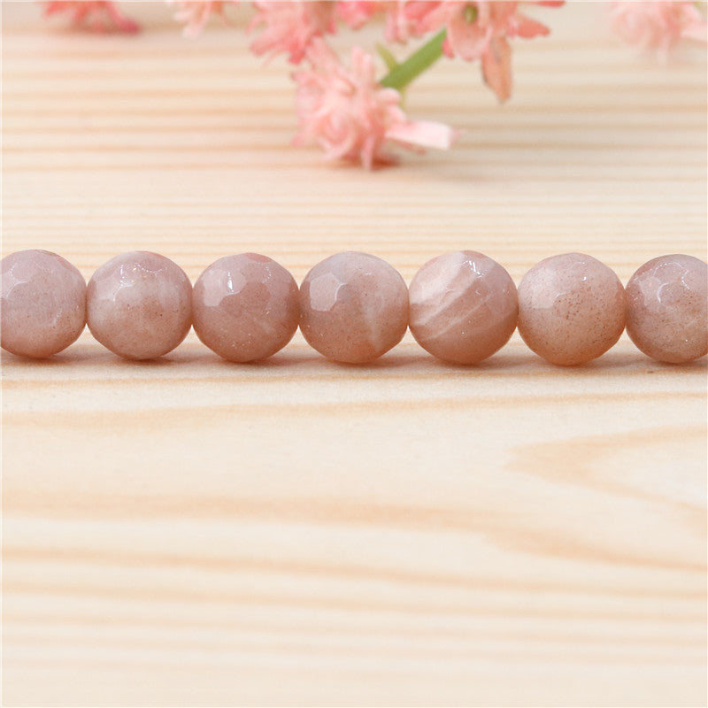 Natural Orange Moonstone B Beads Round Faceted 6mm Hole 0.8mm about 70pcs 39cm strand