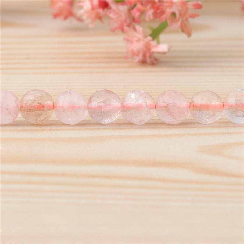 Natural Rose Crystal Beads Round Faceted 6mm Hole 0.8mm about 70pcs 39cm strand