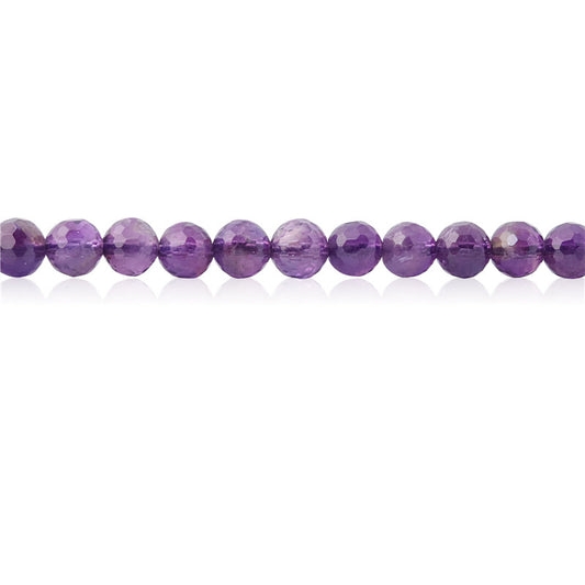 Natürliche Amethystperlen, rund, facettiert, 6 mm, Loch 0,8 mm, ca. 70 Stück, 39 cm Strang