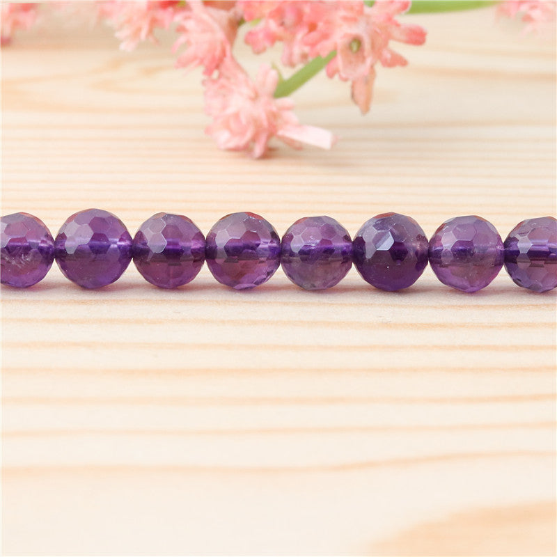 Natural Amethyst Beads Round Faceted 6mm Hole 0.8mm about 70pcs 39cm strand