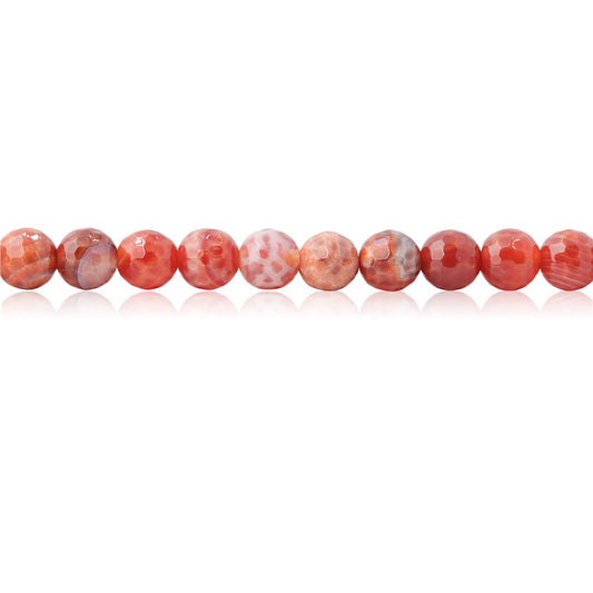 Natural Fire Agate Beads Round Faceted 6mm Hole 0.8mm about 70pcs 39cm strand