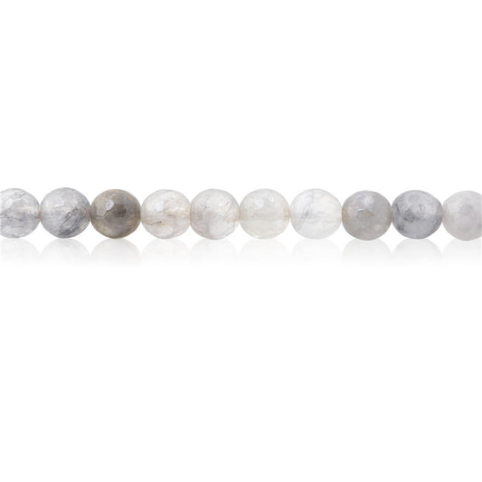 Perles de cristal nuage naturel ronde facette trou 6mm trou 0.8mm environ 70pcs 39cm sur fil