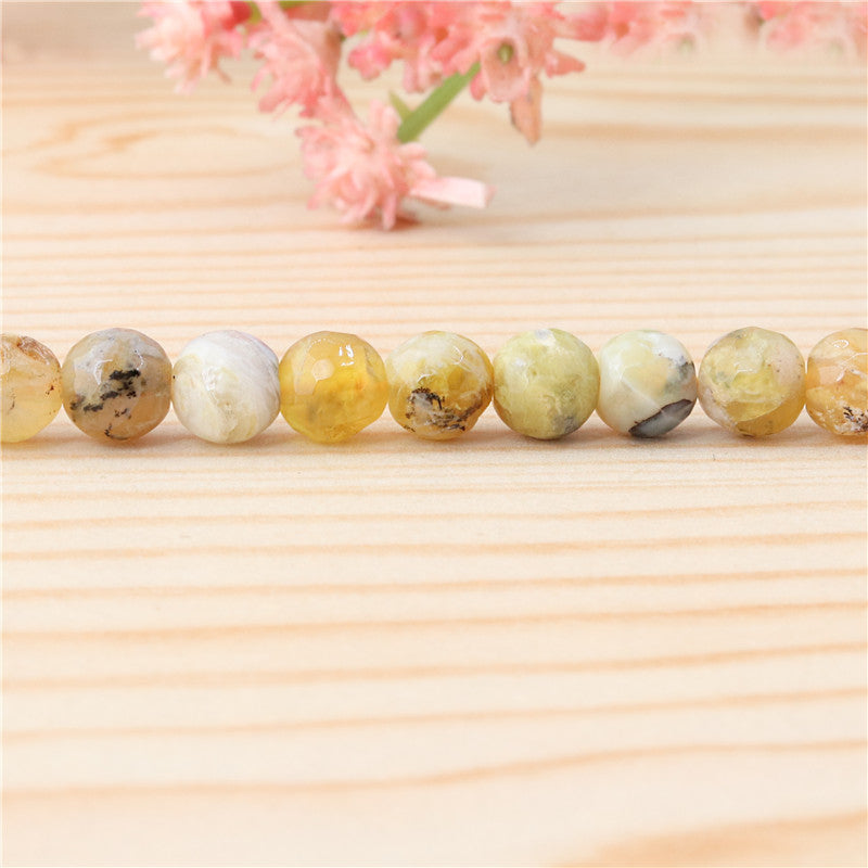 Natural Yellow Opal Beads Round Faceted 6mm Hole 0.8mm about 70pcs 39cm strand