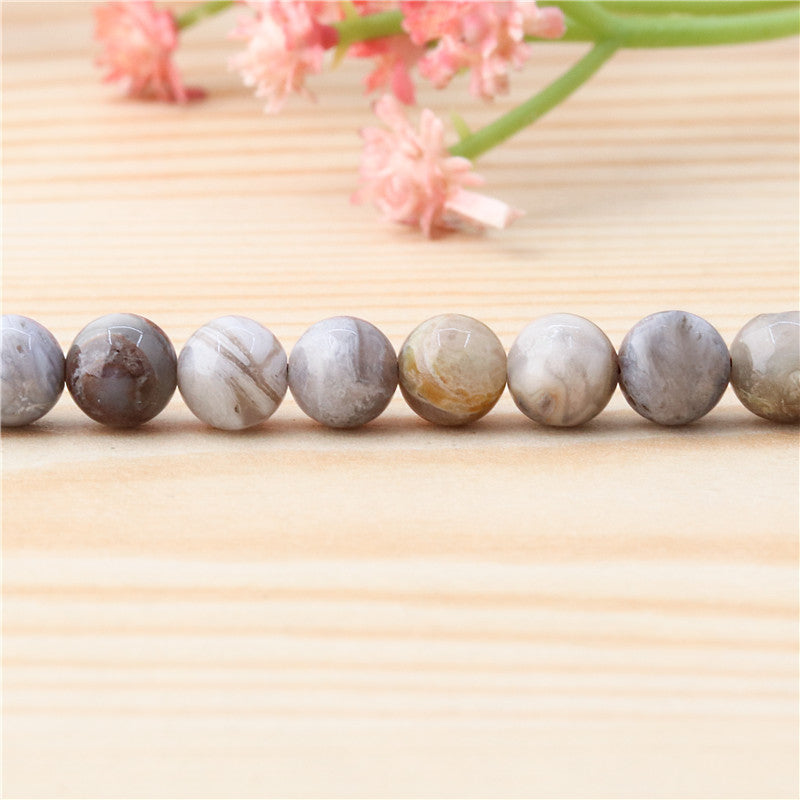 Natural Bamboo Leaf Agate Beads Round 6mm Hole 0.8mm about 65pcs 39cm strand